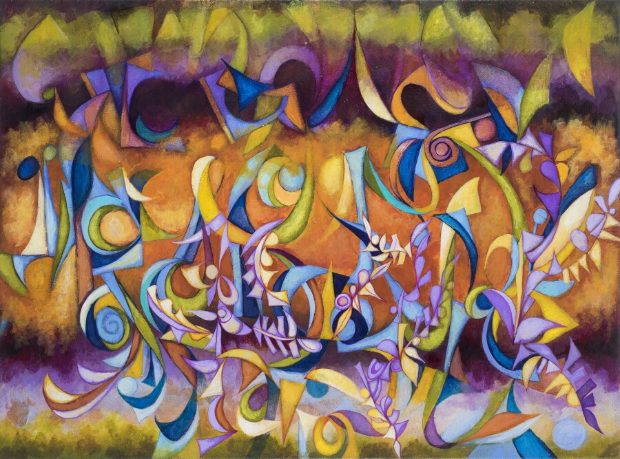 Figs_Dancing_in_the_Midnight_Mist,_by_Cedric_Michael_Cox,_30_x_40_inches,_acryulic_on_canvas,_2014_resized